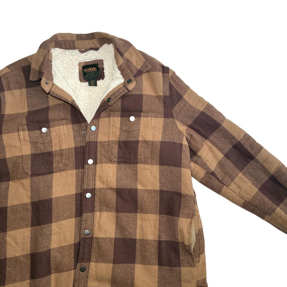 Redmond Flannel Sherpa Lined Shacket Mens XL Cotton Plaid Cabin Fall Lumberjack